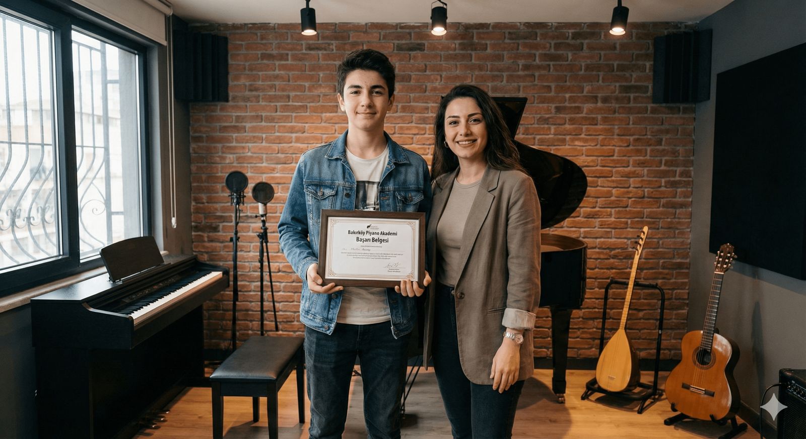 MEB onaylı piyano kursu başarı belgesi alan ortaokul öğrencisi