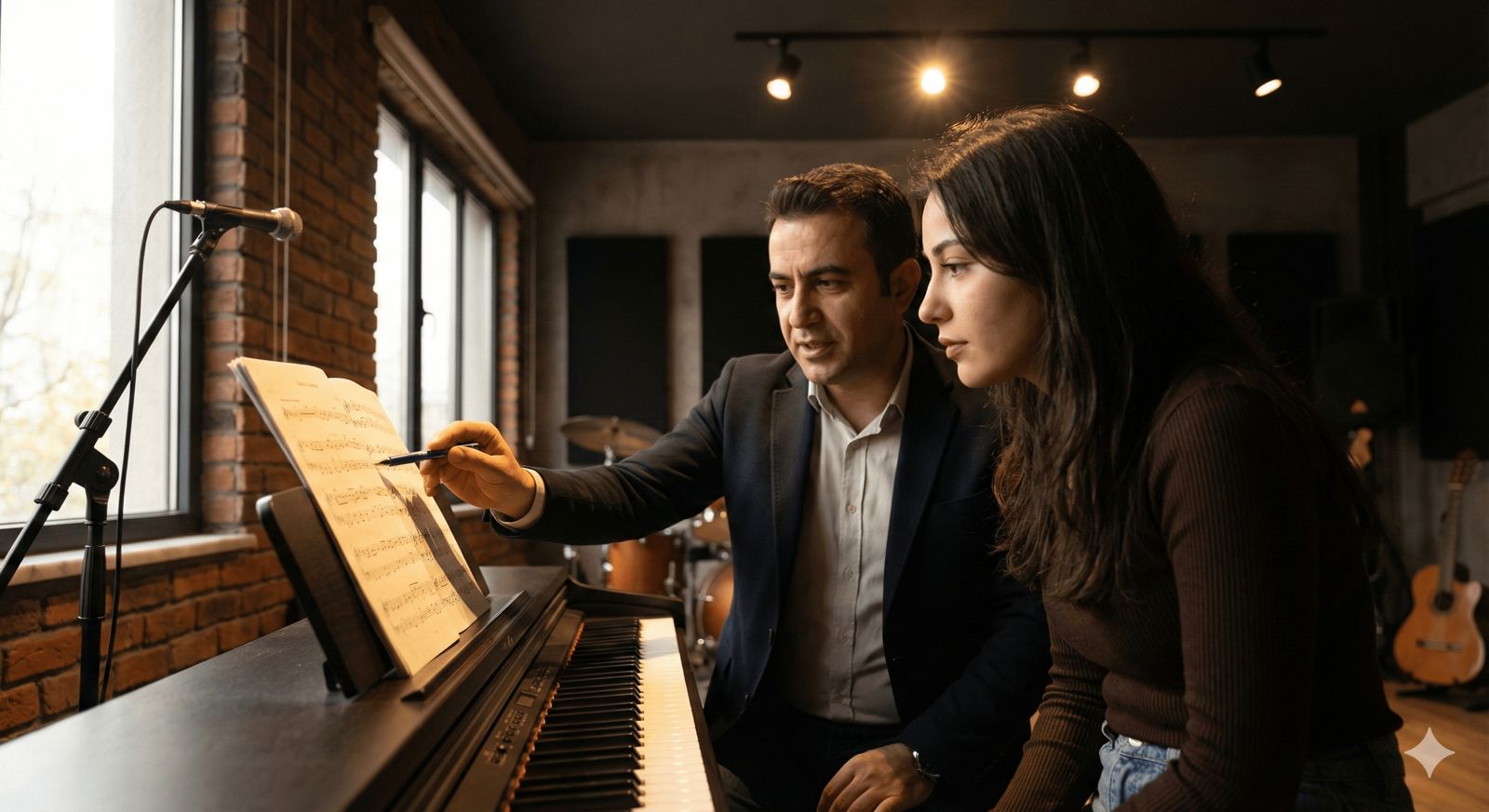 Gençler için birebir piyano kursu, eğitmen rehberliğinde nota okuma ve tuşe çalışması