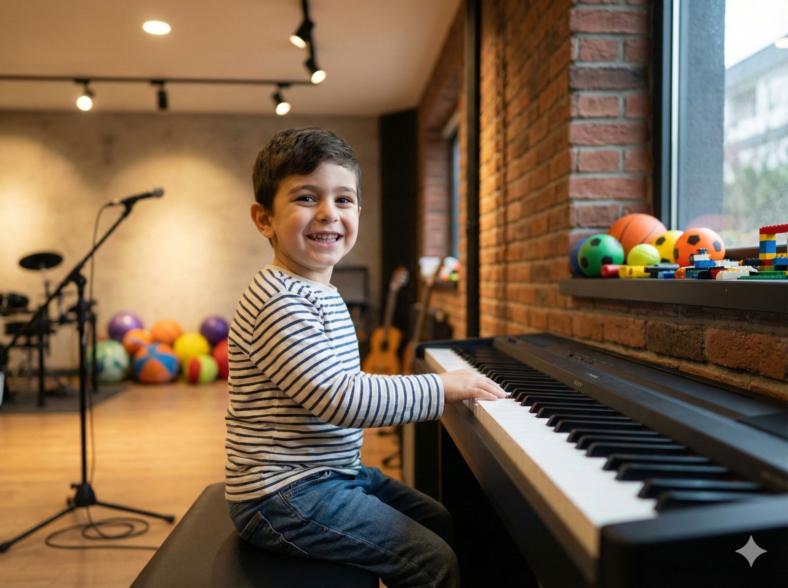 5 yaşındaki erkek çocuk için piyano kursu ve gelişim aktiviteleri.