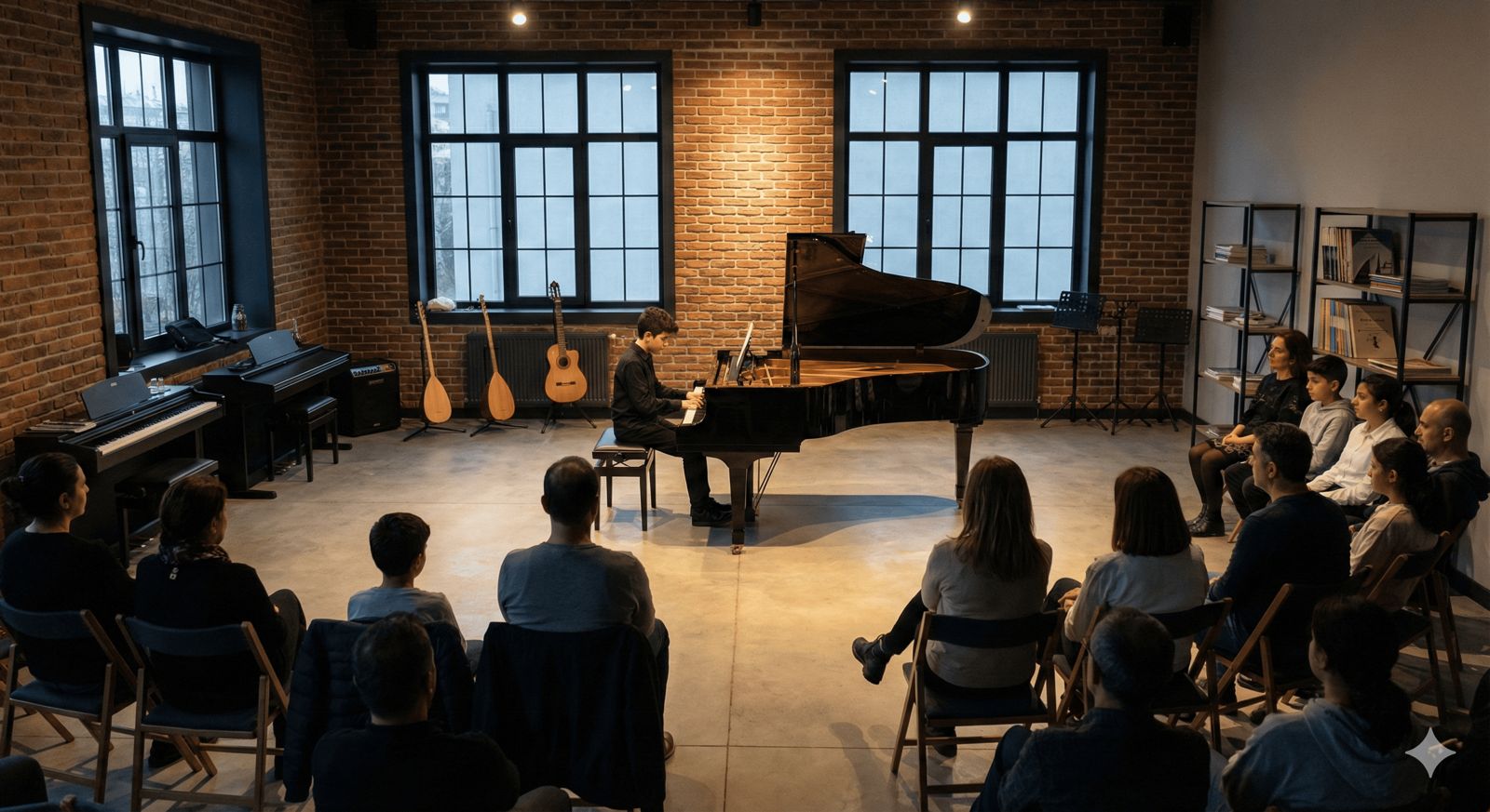 MEB onaylı piyano eğitimi ve öğrenci sahne performansları.
