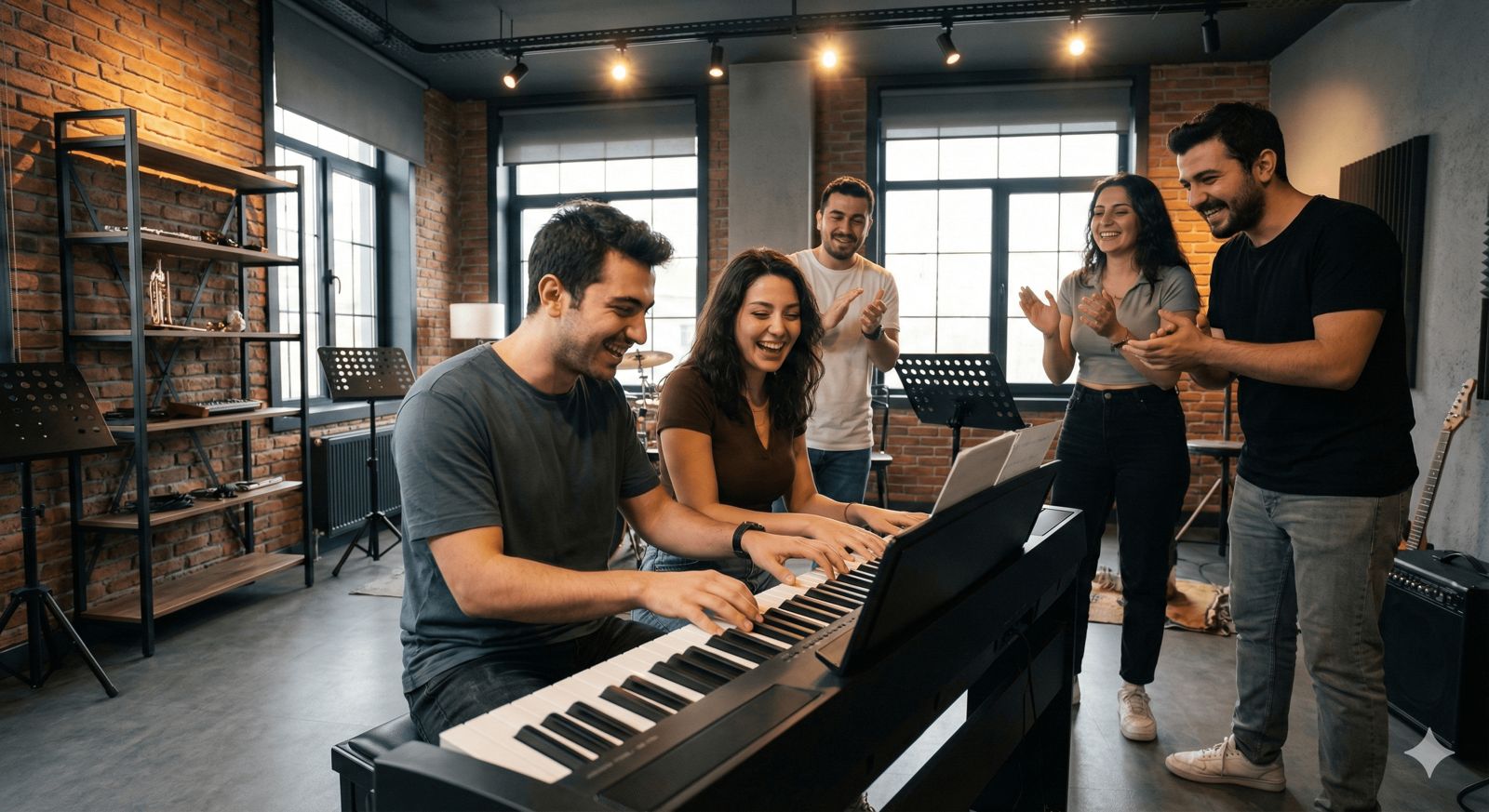 Genç piyano kursu grup çalışmaları ve sosyalleşme ortamı.