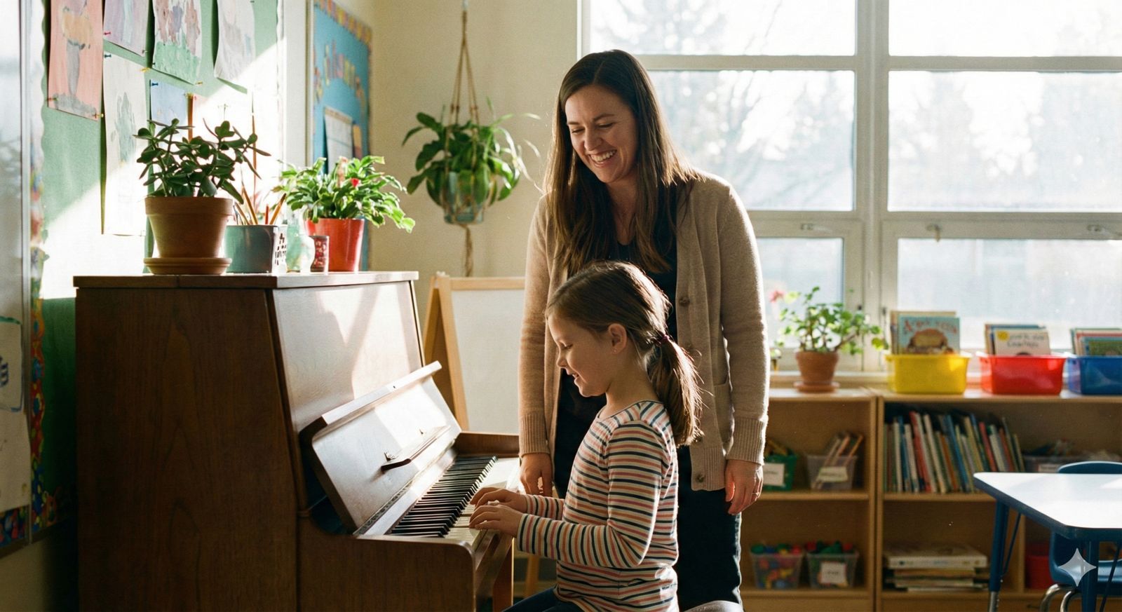 Çocuklar için pedagojik formasyonlu eğitmenler eşliğinde piyano dersi ve yetenek geliştirme.