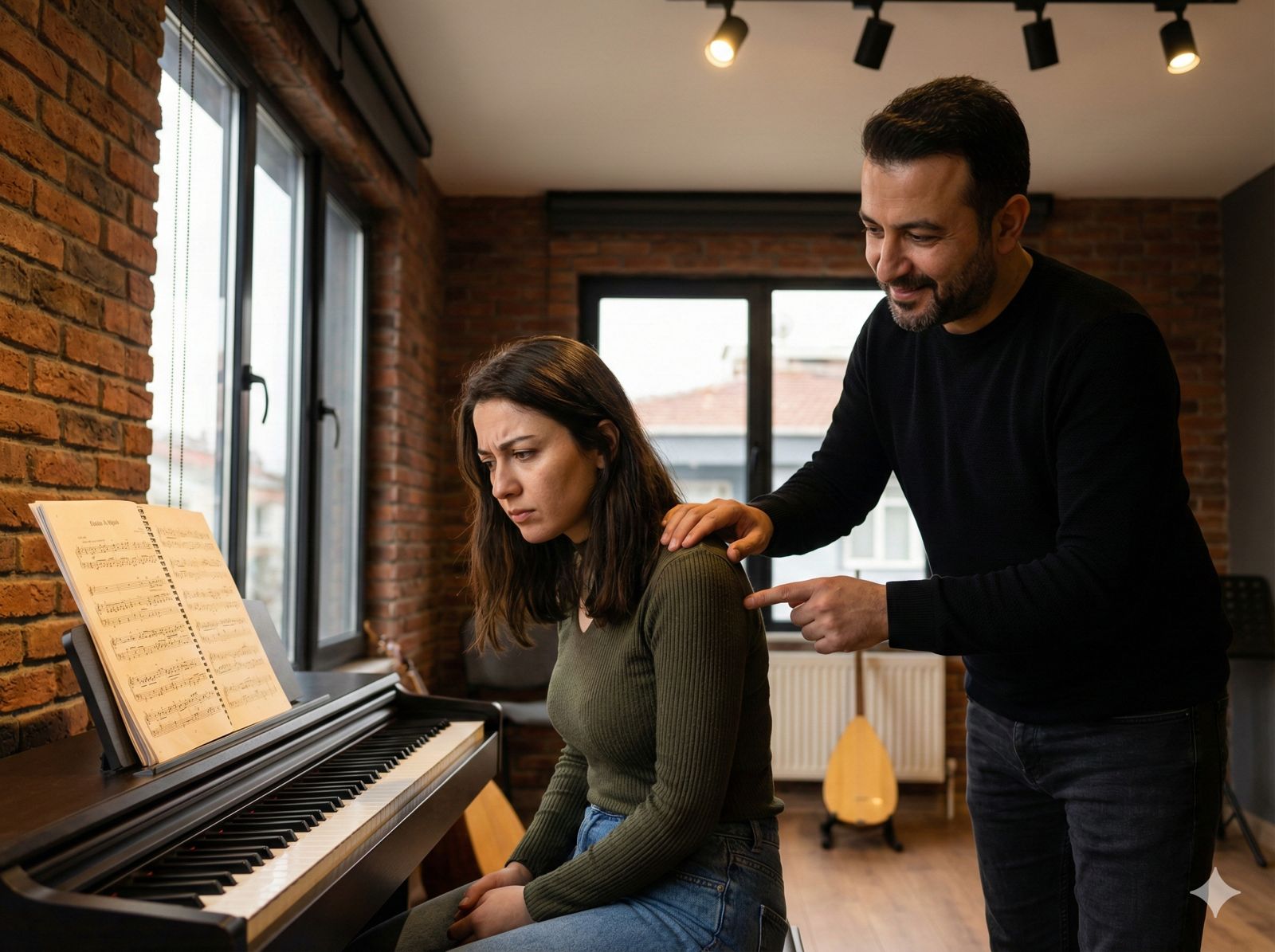 Piyano kursa gitmeden öğrenilir mi sorusuna yanıt arayan öğrenciye yardımcı olan piyano eğitmeni.