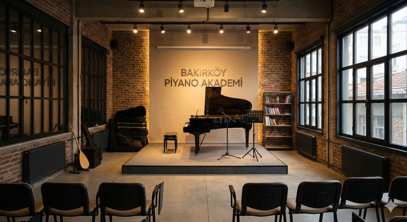 Piyano okulu yıl sonu öğrenci konseri ve performans sahnesi.