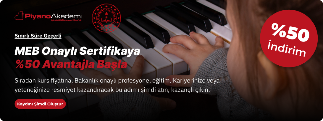 MEB onaylı sertifikalı piyano eğitimi için klavyede çalan öğrenci.
