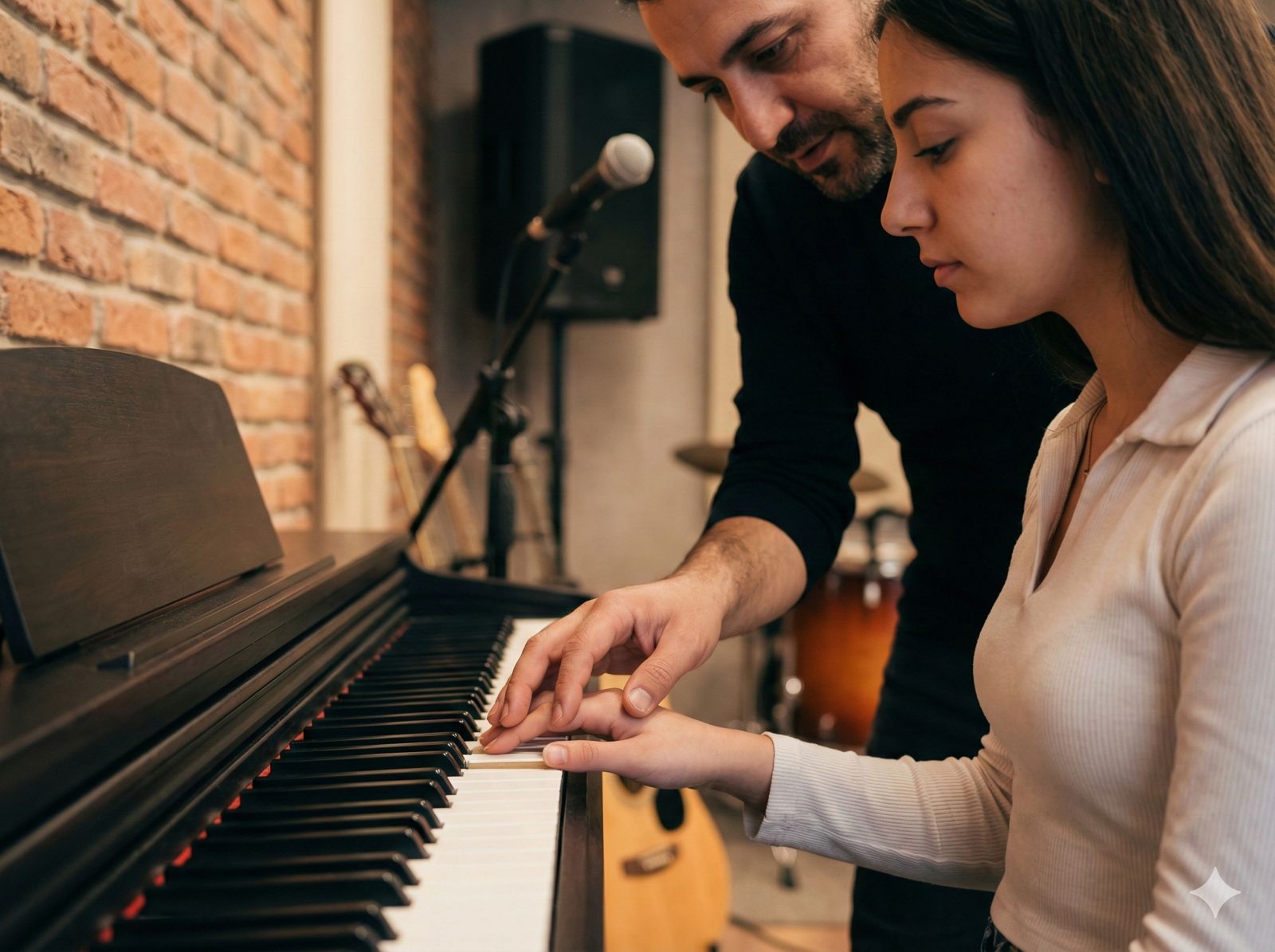 Piyano eğitimi alan öğrenci odaklanma ve mutluluk ifadesi, piyano insana ne katar görseli.