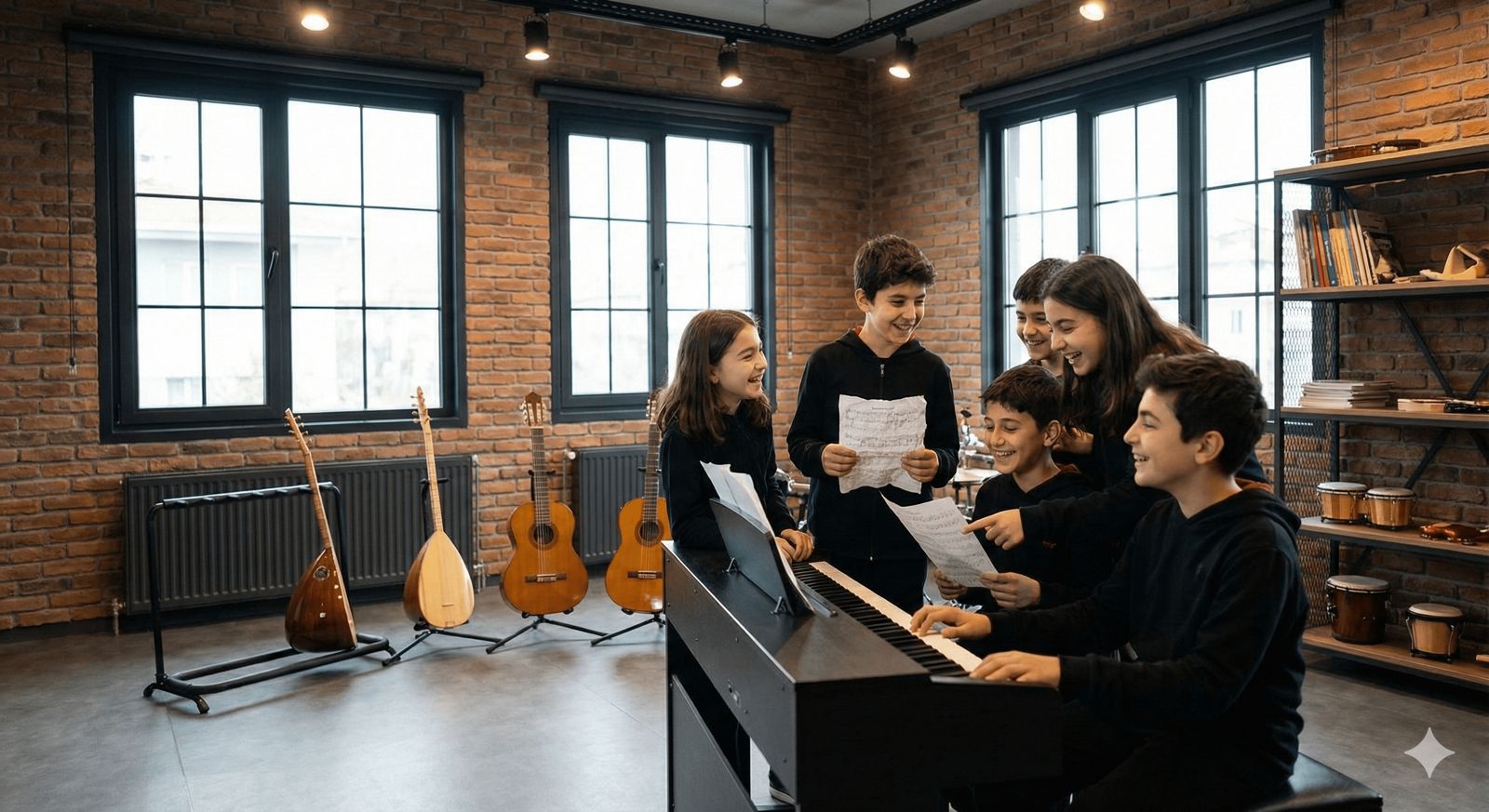 Gençler için piyano kursu sosyal ortam ve grup dersleri etkileşimi.