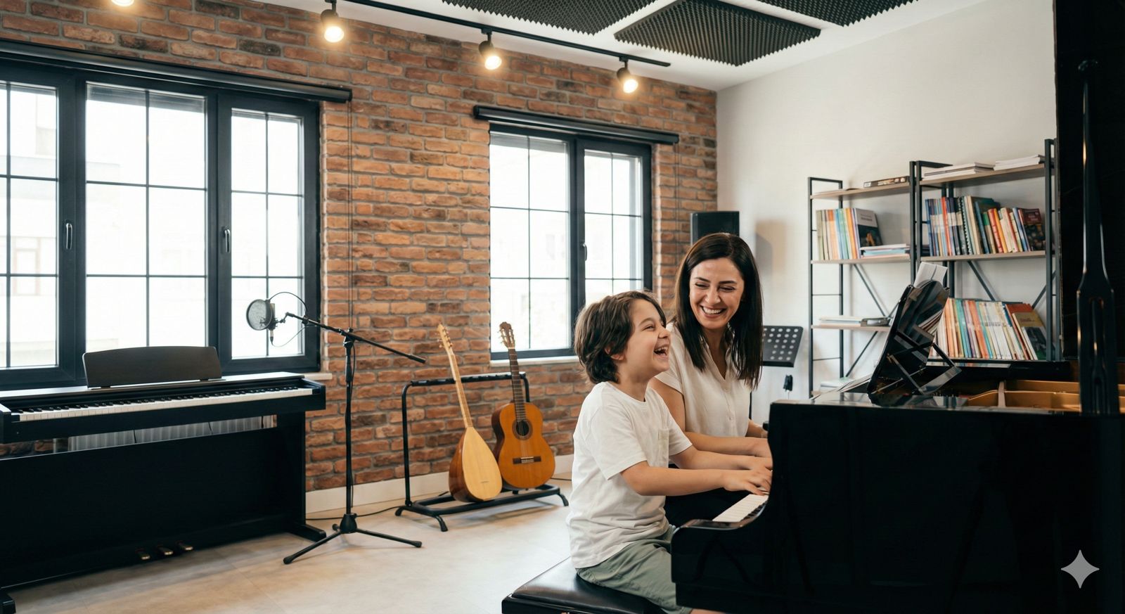 Çocuklar için piyano eğitimi veren MEB onaylı kursta birebir özel ders ortamı.