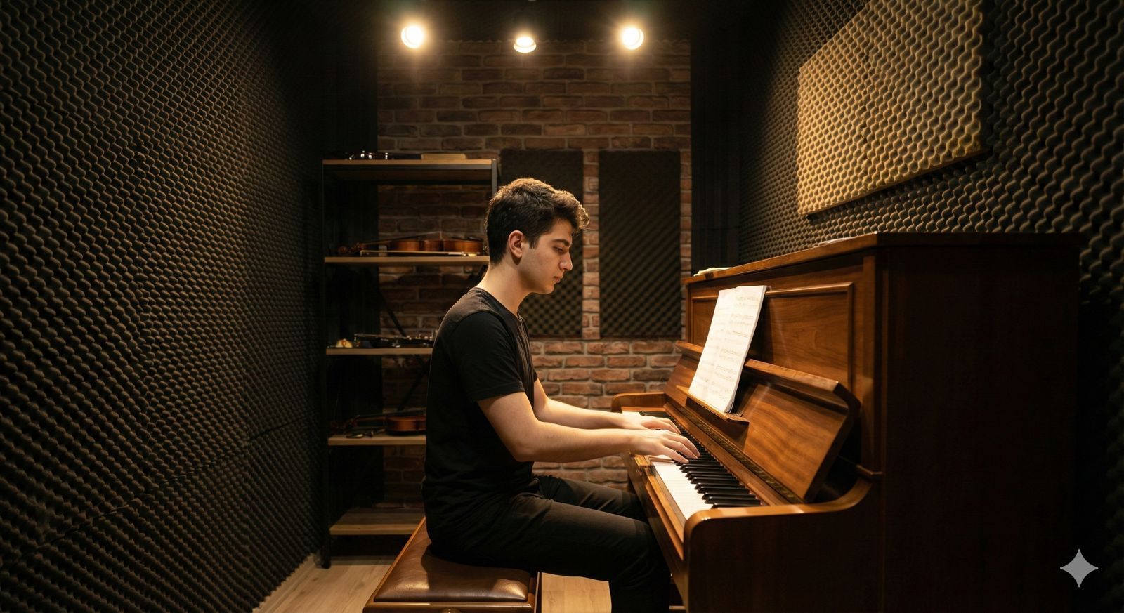 Sancaktepe’de birebir piyano kursu alan genç öğrenci, nota takibiyle uygulamalı piyano dersi