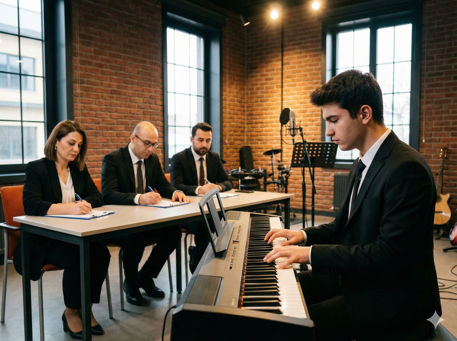 Piyano kursu bitirme sınavı ve sertifikasyon süreci.