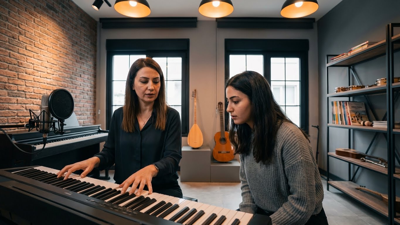 Piyano eğitiminde oktav aralıkları ve piyanoda kaç tuş var sorusunun uygulamalı gösterimi.