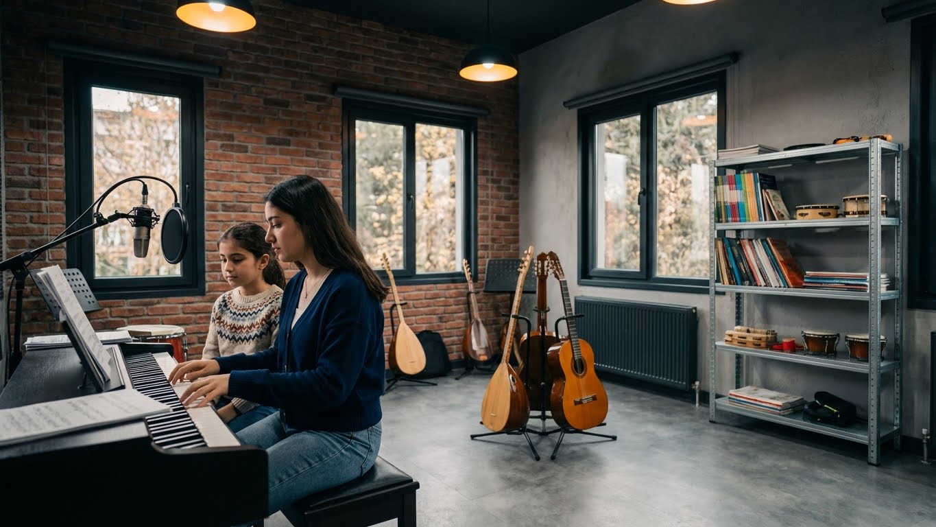Çocuklar için piyano kursu – müzik akademisinde eğitmen eşliğinde uygulamalı ve pratik piyano dersi