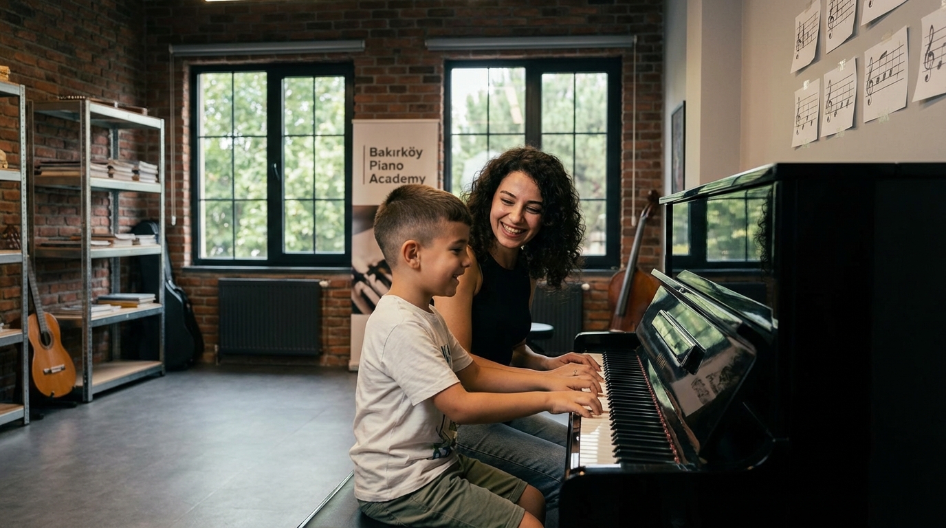 Bakırköy çocuk piyano kursu eğitim ortamı ve genç eğitmen kadrosu.