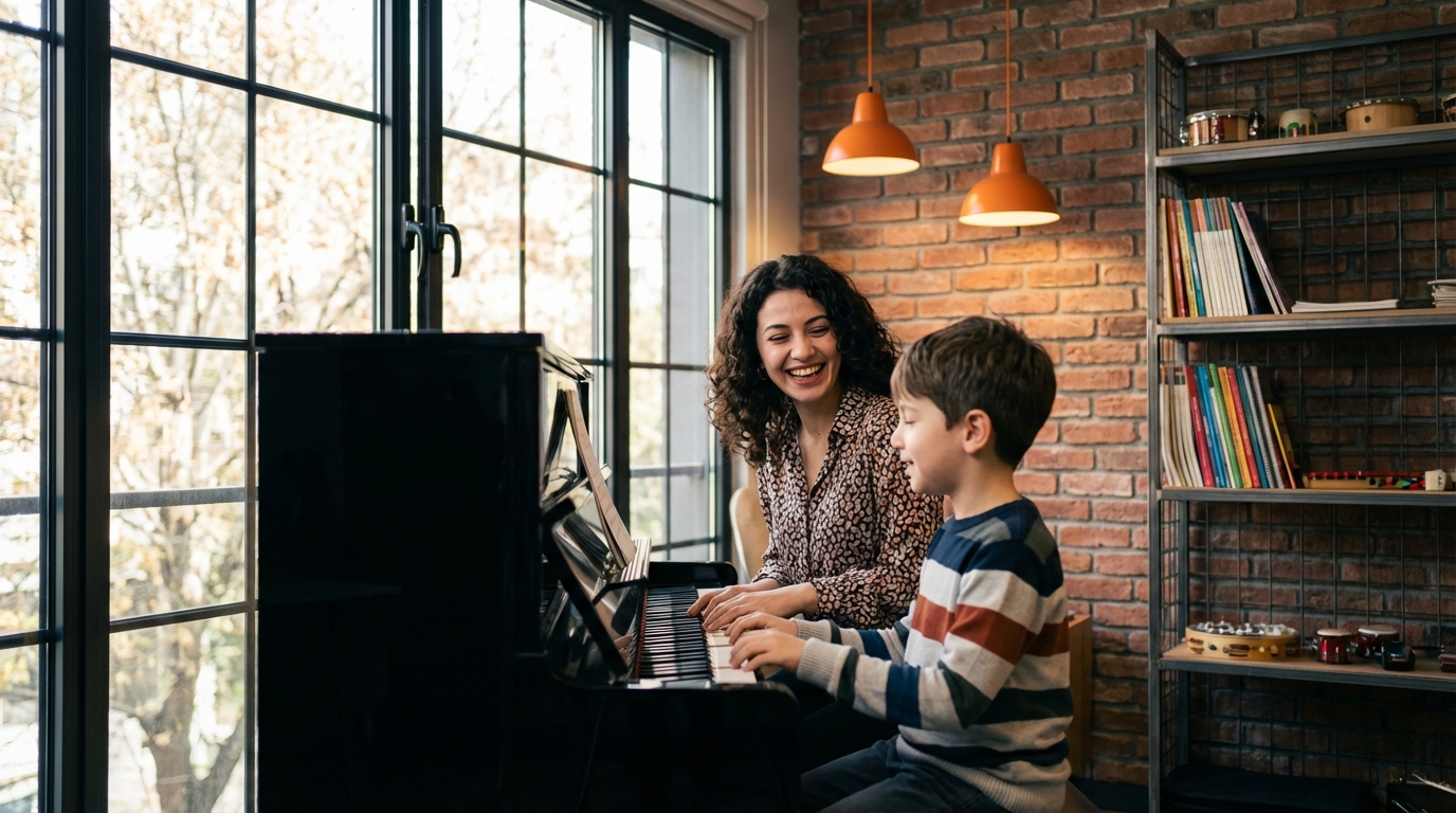 10 yaş çocuk aktiviteleri arasında en popüler seçenek: Eğlenceli piyano kursu.