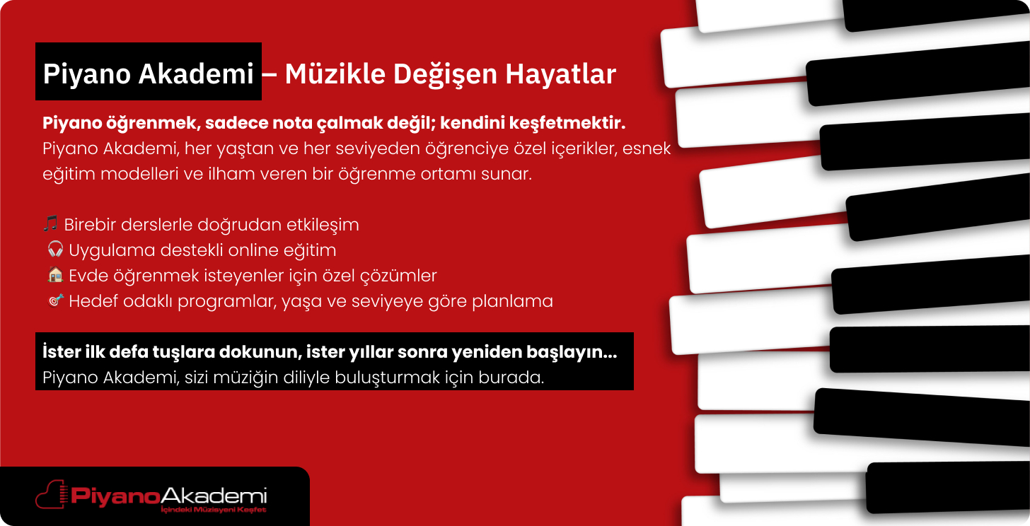 Piyano Akademi her yaştan ve her seviyeden öğrenciye özel akademik piyano eğitimi ve birebir uygulama destekli programlar.